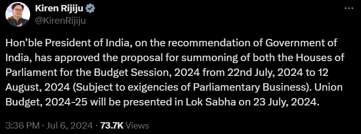 tweet by Kiren Rijiju